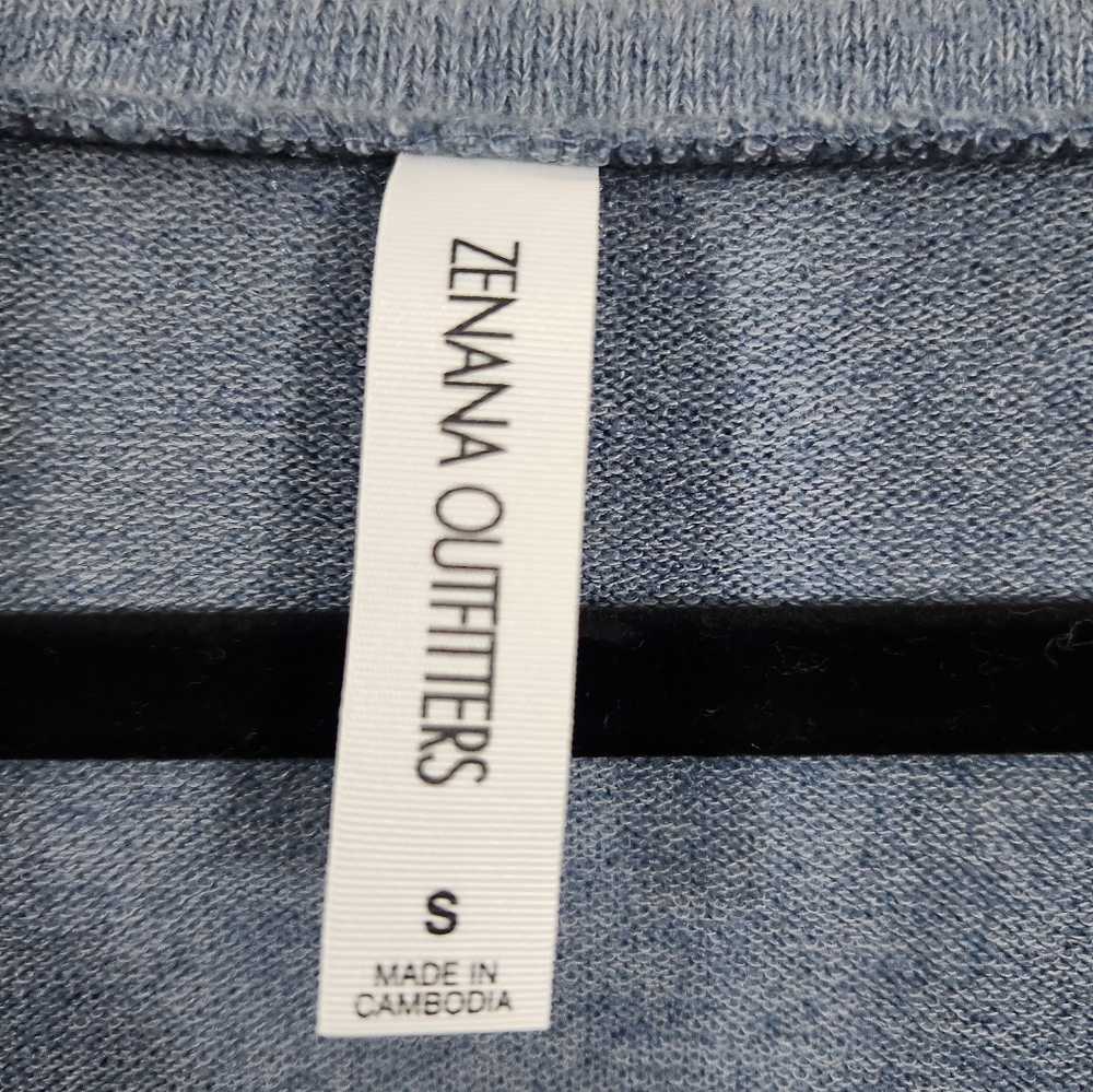 NEW! Zenana Outfitters Gray / Blue Long Sleeve - Oversized - Picture 8 of 9